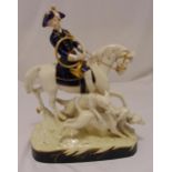 Royal Dux figural group of a hunter on horseback with a pack of dogs, marks to the base, 49cm (h)