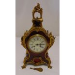 A late 19th century French Rococo style gilt metal and tortoiseshell mantle clock, two train