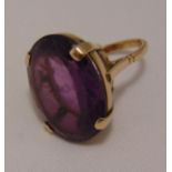 Yellow gold and amethyst dress ring, tested 9ct, approx total weight 15.9g