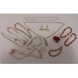 A quantity of silver jewellery to include bracelets, necklaces, a ring, cufflinks and a brooch (13)