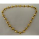 18ct yellow gold spherical bead necklace, approx total weight 55.0g
