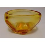 Whitefriars oval orange glass vase, 13.5 x 21cm