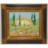 Frank Turc framed oil on canvas titled Le Mas de Provence, signed bottom right, details to verso, 33