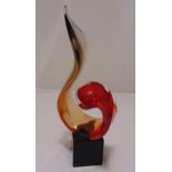 Murano glass abstract polychromatic form on raised black plinth, 46.5cm (h)