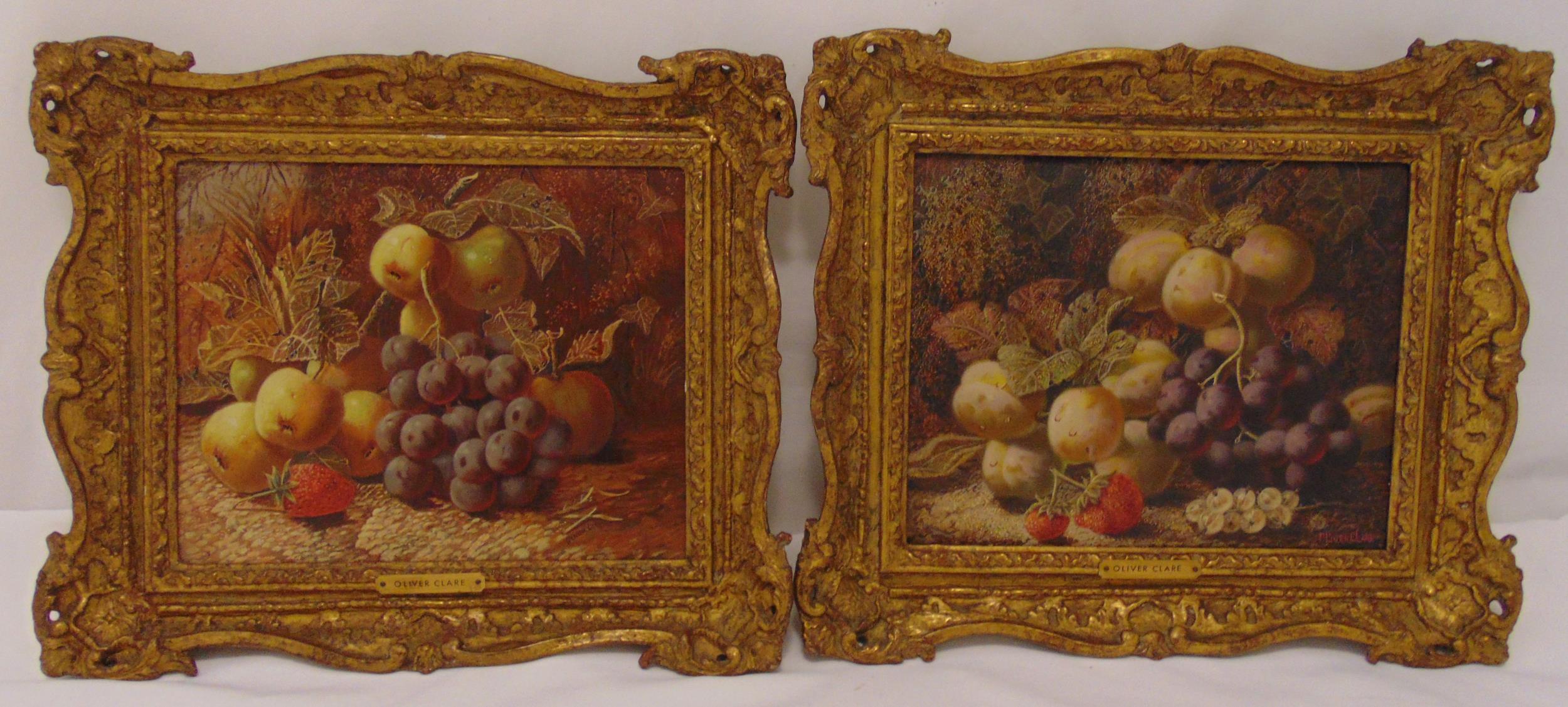 Oliver Clare a pair of framed oil on panel still life of fruits, signed bottom right, 19 x 23.5cm