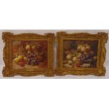 Oliver Clare a pair of framed oil on panel still life of fruits, signed bottom right, 19 x 23.5cm
