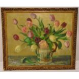 Florence Fieldhouse framed oil on canvas still life of flowers, signed bottom right, 50 x 60cm