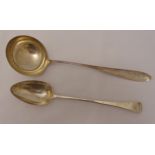 A George III hallmarked silver basting spoon, Old English pattern, London 1803 by Henry Lias and a