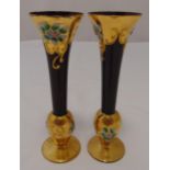 A pair of Venetian glass vases, gilded decoration with flowers and leaves, 25cm (h)