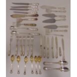 A quantity of antique and modern Kings and Queens pattern flatware to include six fruit spoons, a