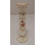 A Dresden waisted stem vase decorated with flowers and leaves, mark to the base, 36cm (h)