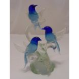 A Murano figural group of three birds on a branch, 37cm (h)