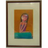 Goh Lye Hock framed and glazed watercolour of a girl, signed bottom left, 25 x 16cm