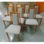 G-Plan eight teak dining chairs with upholstered seats