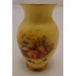 Aynsley Orchard gold miniature baluster shaped vase with gilded borders, marks to the base, 8.5cm (