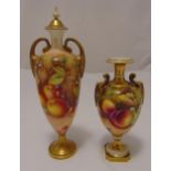 Royal Worcester hand painted covered vase signed Freeman, 32cm (h) and another Royal Worcester