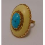 Buccellati 18ct gold and turquoise dress ring, signed, approx total weight 21.3g