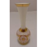 A Victorian milk glass baluster form vase decorated with gilded scrolls, 30cm (h)