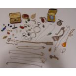A quantity of silver and costume jewellery to include necklaces, brooches, rings, pendants and