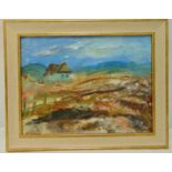 Simion Muntean framed oil on canvas titled House on the Hill, signed bottom right, 30 x 40cm