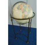 Eureka Globes masterpiece collection, the terrestrial globe in wrought iron stand on four