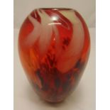 Murano ovoid ruby flame like finish glass vase, 31cm (h)