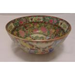 A Chinese Cantonese bowl decorated with figures, flowers and leaves, 14 x 30cm