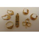 A quantity of 9ct gold jewellery to include a ring, pendants and earrings, approx total weight 11.4g