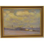 Nandor Katona framed oil on panel landscape, signed bottom right, label to verso, 35 x 49cm