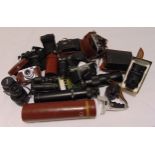 A quantity of modern and vintage cameras and lenses and a Bolex Pallard 8mm camera