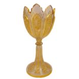 A continental gilded glass Chalice on raised octagonal base, 27cm (h)