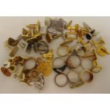 A quantity of costume jewellery to include cufflinks, studs and rings