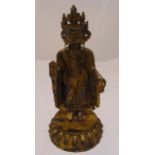 A Chinese gilded bronze Buddha on raised circular base, 31cm (h)