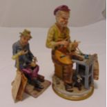 A Capodimonte figurine of a cobbler at work and another figurine of a gentleman of the road, tallest