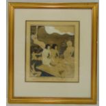Hamilton Smith framed and glazed polychromatic artist proof titled Preparing for the Potlatch,