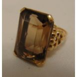 9ct yellow gold and smoky topaz dress ring, approx total weight 8.6g