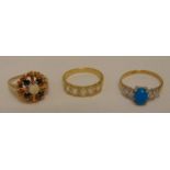 Three 14ct yellow gold rings, approx total weight 8.1g