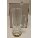 Mappin and Webb hallmarked silver and glass water jug and stirrer in original fitted packaging, 26cm