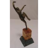 An Art Deco style figurine of a dancing lady in full flow on rectangular marble base, 34cm (h)