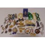 A quantity of costume jewellery to include necklaces, brooches and earrings