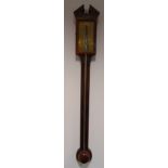 A mid 19th century mahogany mercury stick barometer with broken pediment top and inscribed brass