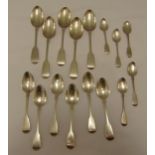 A quantity of hallmarked silver Fiddle pattern flatware to include five Victorian table spoons,