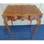 A French style Kingswood rectangular hall table with brass mounts, a single drawer on four