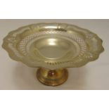 A hallmarked silver circular fruit stand on bar pierced trumpet base, Birmingham 1938 by Joseph