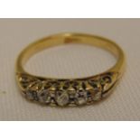 18ct yellow gold and diamond five stone ring, approx total weight 2.8g