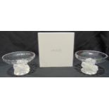 A pair of Lalique Nogent bowls signed to the bases one in original packaging, 14cm (h)