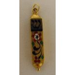 14ct yellow gold Mezuzah pendant, approx total weight 3.1g