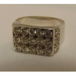 White metal and diamond gentlemans ring, tested 18ct, approx total weight 13.0g