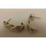 9ct white gold half hoop earrings, approx total weight 5.6g