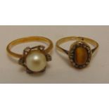 Two 9ct gold rings with various stones, approx total weight 6.0g